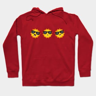 Kawaii Sun with Sunglasses Happy Emoji Faces Hoodie